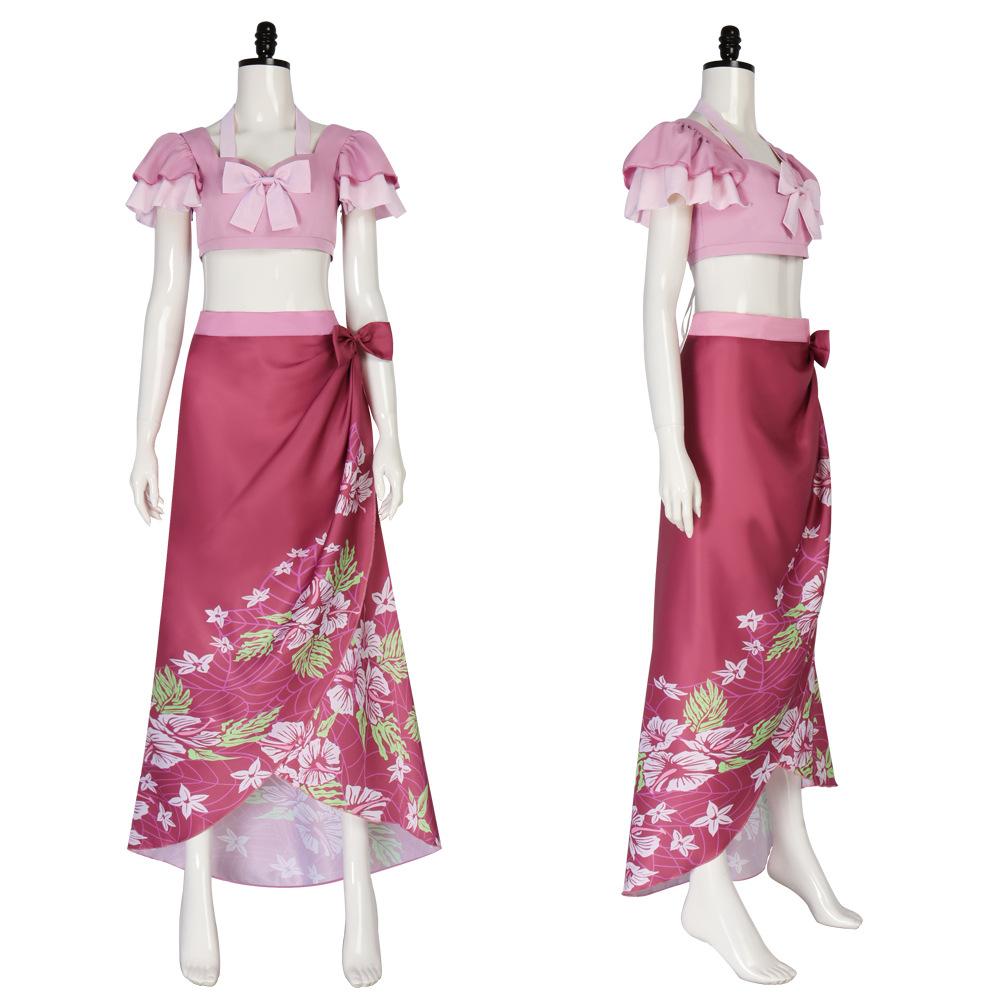 Aerith Gainsborough Cosplay Fantasy 7 Costume Summer Pink Dress Skirt Tube Tops Cute Girls Bathing Suit Halloween Carnival Suit