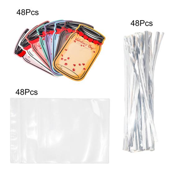 Valentinstag-Grußkarte mit Süßigkeitentüten, selbstgemachte, romantische Liebesherz-Einmachglas-Urlaubsparty-Karten für Kinder