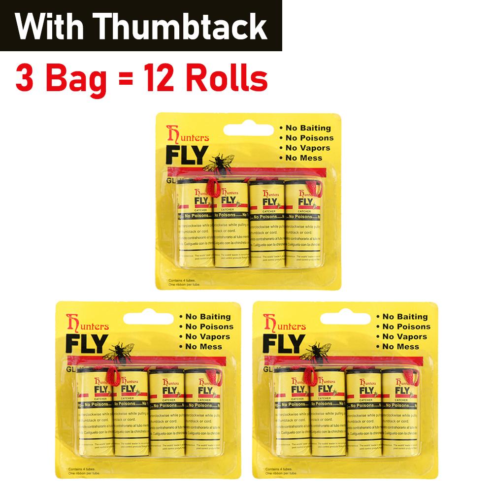 4-40Rolls Fly Sticky Paper Strong Glue Strip Flying Insect Bug Mosquitos Catcher Double Sided Flying Insect Catching Pest Contro