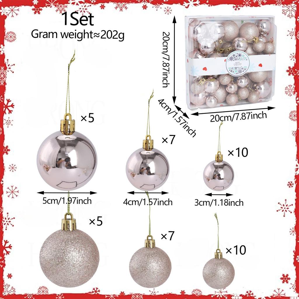44-teiliges goldenes Weihnachtsbaumschmuck-Set Mattes und Glitzer-Finish zur Dekoration des Weihnachtsbaums Stabile Kunststoffkugeln mit Aufhängeschnüren