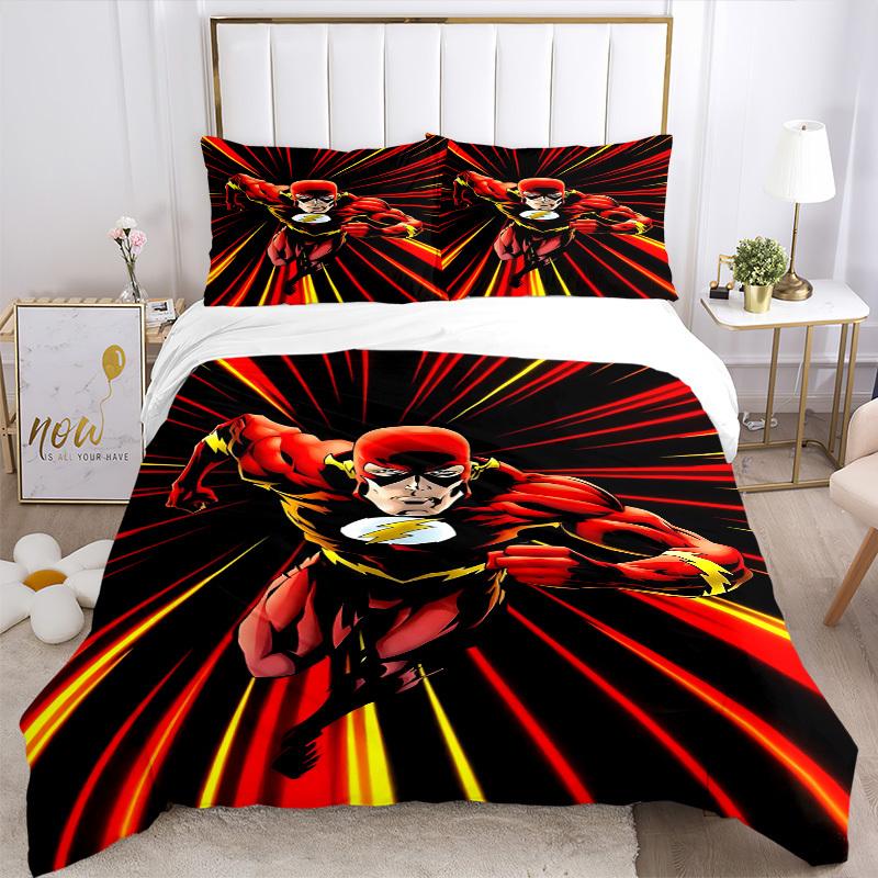 3pcs Flash Superhero Cover Set,Soft Comfortable Duvet Cover,Guest Room (1*Duvet Cover + 2*Pillowcases, Without Core) yy251024063