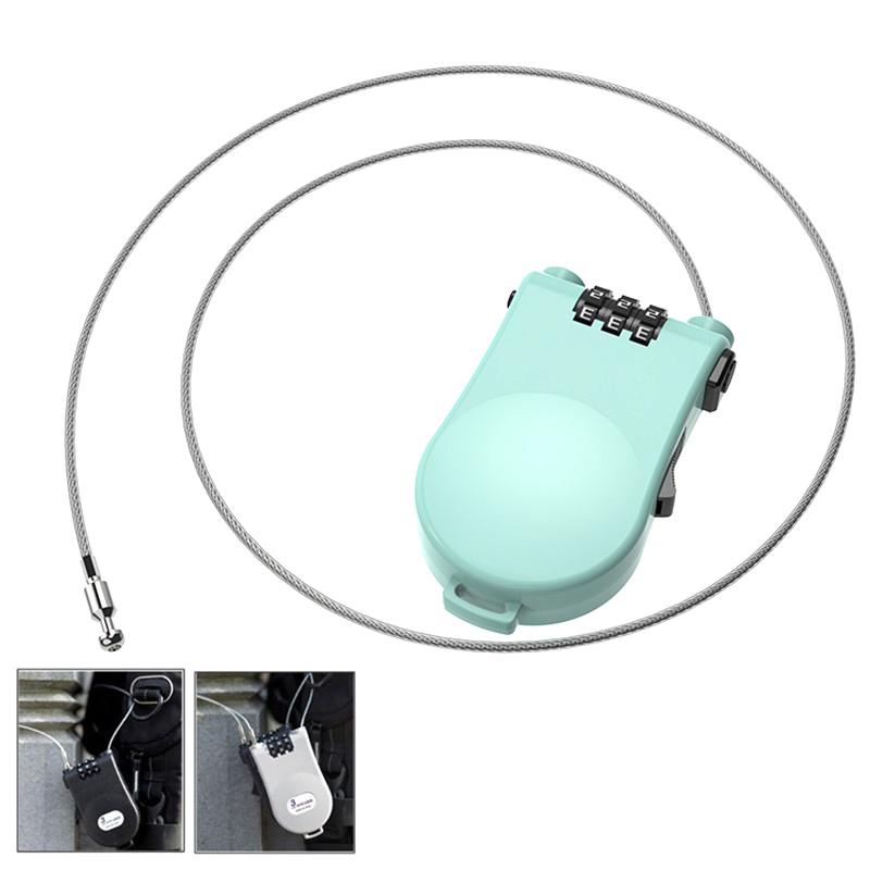 

Трехпозиционный выдвижной тросовый замок, Удлиненный тросовый кодовый замок, Тросовый замок для самоката и детской коляски, Шлем и багаж зелёный