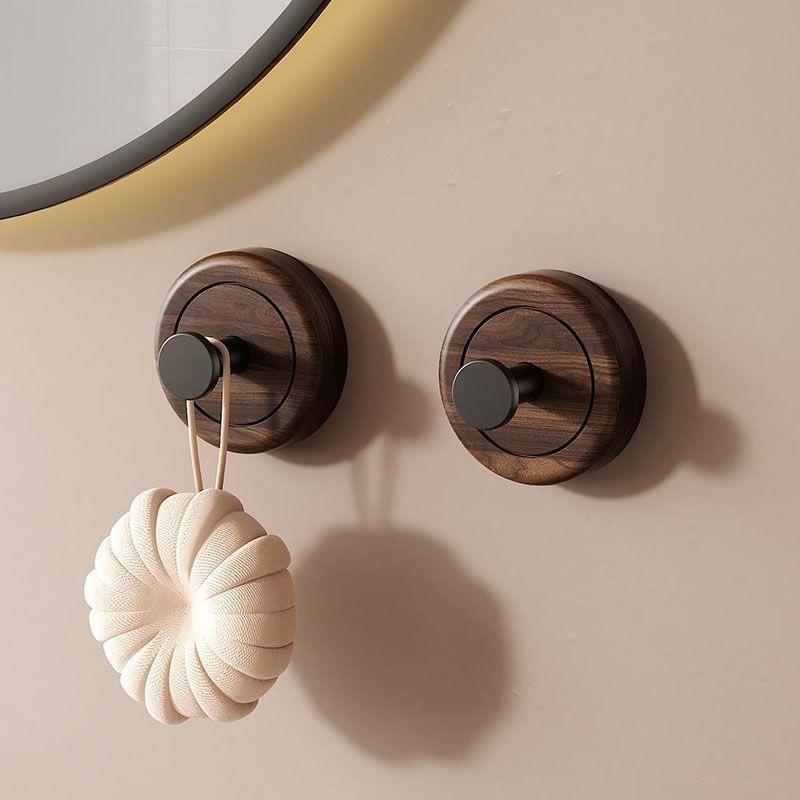 Gancio Ventosa Senza Foratura Gancio Appendino Retro Porta Gancio Bagno Robusto Senza Tracce Stile Vintage Gancio Legno di Noce