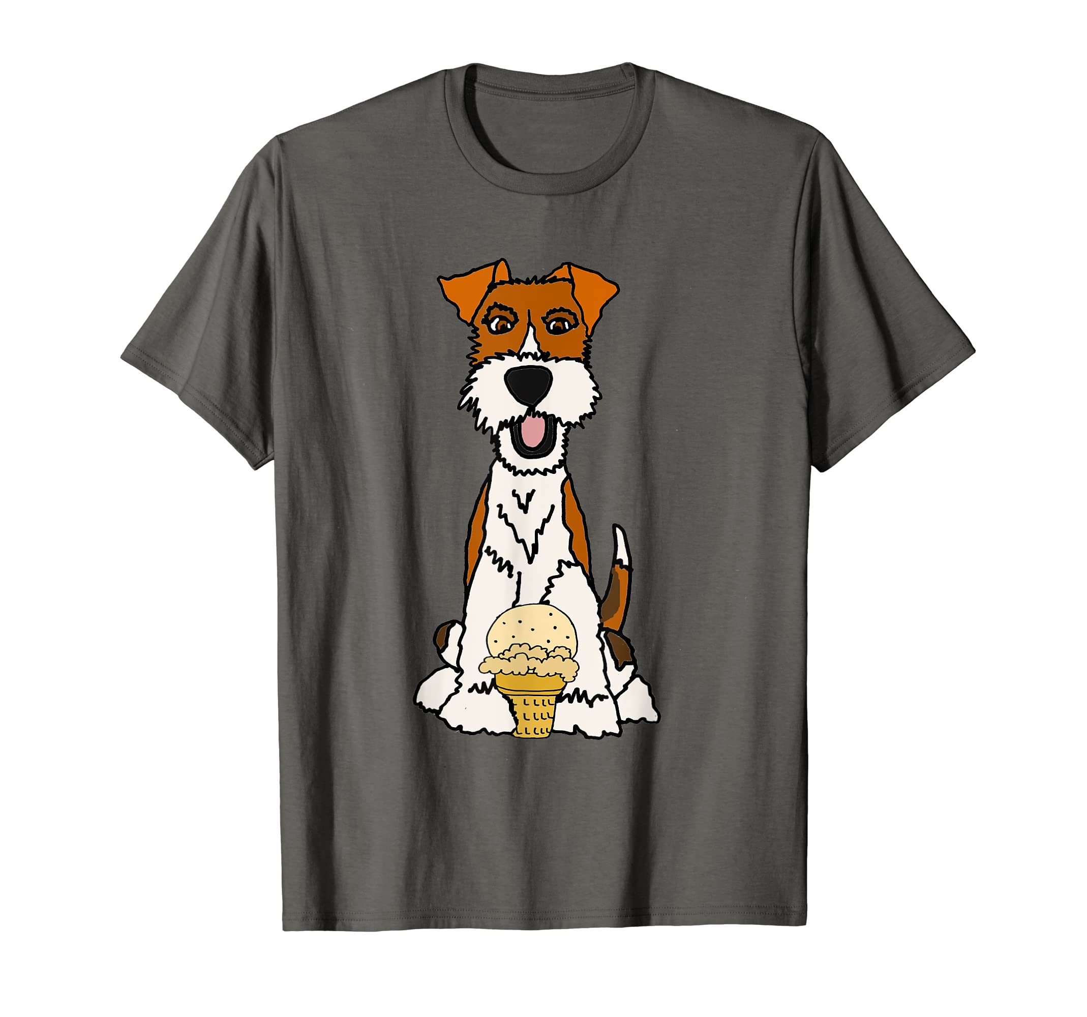 SmileteesPets Funny Wire Fox Terrier Ice Cream T-Shirt
