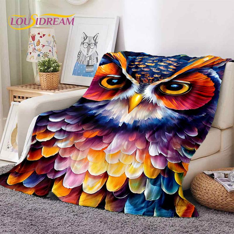 3D Cute Owl Eagle Birds Cartoon HD Soft Flannel Blankets,Throw Blanket Comfortable Blanket for Picnic Beds Home Bedroom Kid Gift