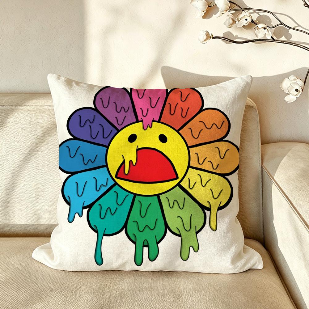 Artist MMurakami TTakashi Cushion Cover Pillow Case Antidustmite Pillowcase Silky Short Plush Sofa Cushion Cover Hot