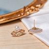Natural Freshwater Pearl Fan-shaped Shell Stud Earrings S911 Silver Needle Temperament Light Luxury Simple Versatile Earrings Women's High Sense