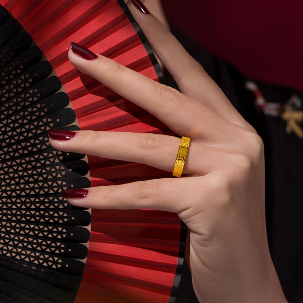 Plated Luxurious Gold Vietnamese Ring Stylish Retro Pattern Unisex Design For Celebrations Special