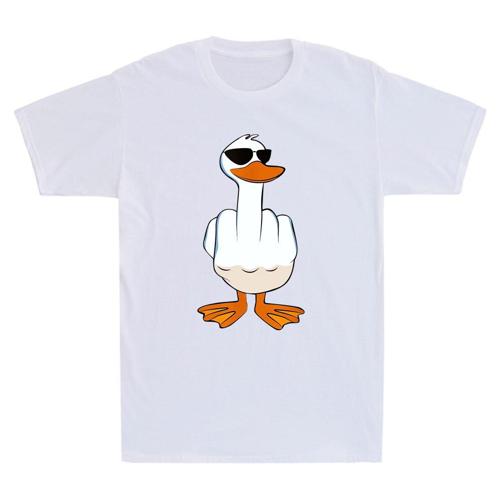 Non Me Ne Frega Niente Anatra Dito Medio Divertente Volgare Anatra Con Occhiali Meme T-shirt Unisex