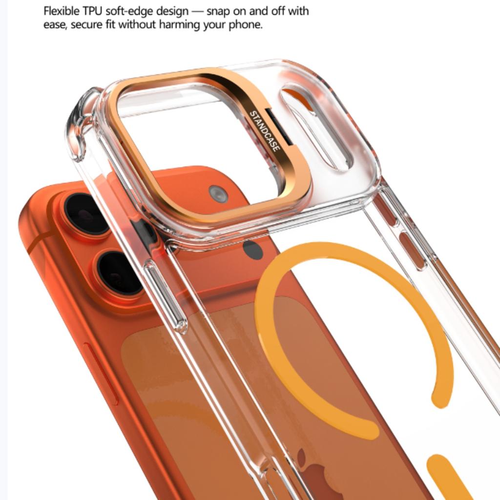 New Magnetic Clear Case For iPhone 17 Pro Max 17Air 17Pro Case For Magsafe Wireless Charge With Glass Lens Protector Stand Cover