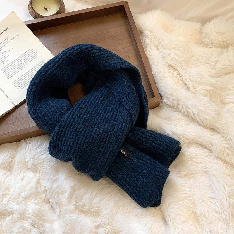 Scarf winter warm new solid color warm soft waxy wool knitted scarf shawl