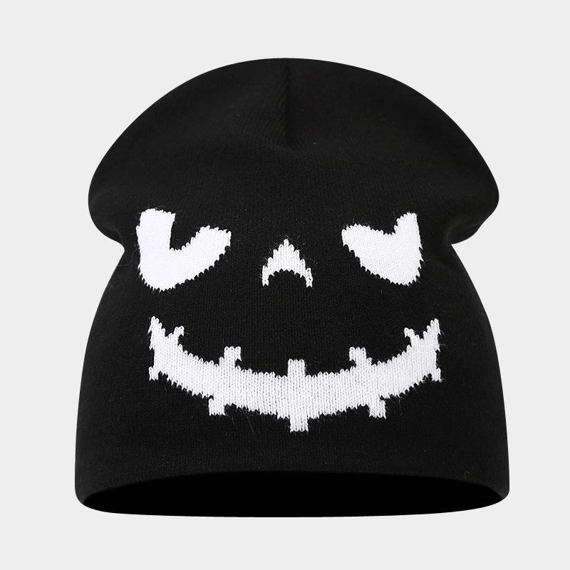 Autumn and Winter New Halloween Pumpkin Skull Jacquard Knitted Hat Festive Personality Funny Warm Wool Hat