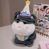 Cute Big Face Cat With Birthday Hat Fruit Cake Snack Bib Decor Kawaii Grey Orange Cats Kittens Plushie For Kids Birthday Gift
