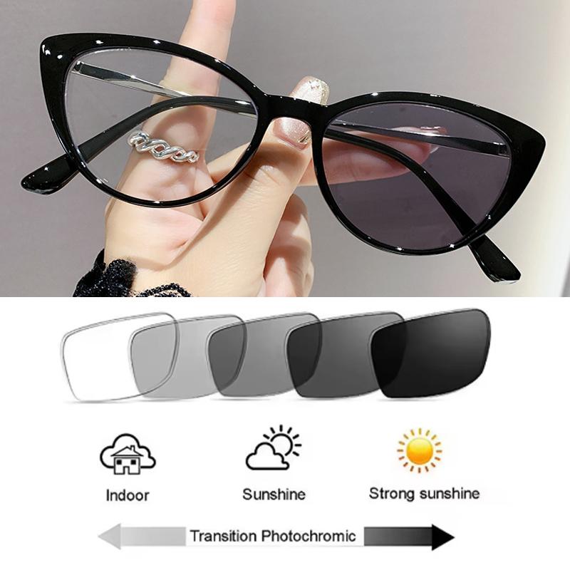 Xiaomi Women Cat Eye Photochromic Myopia Eyeglasses Retro TR Frame Light Sensitive Color Changing 0 To ‑400 Diopters Fashion Daily