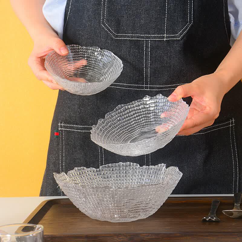 ZISIZ Diamond Texture Glass Serving Bowl