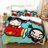 Kawaii Pucca Bedding Set Single Twin Full Queen King Size Bed Set Adult Kid Bedroom Duvetcover Sets 3D Print Anime Bed Sheet Set