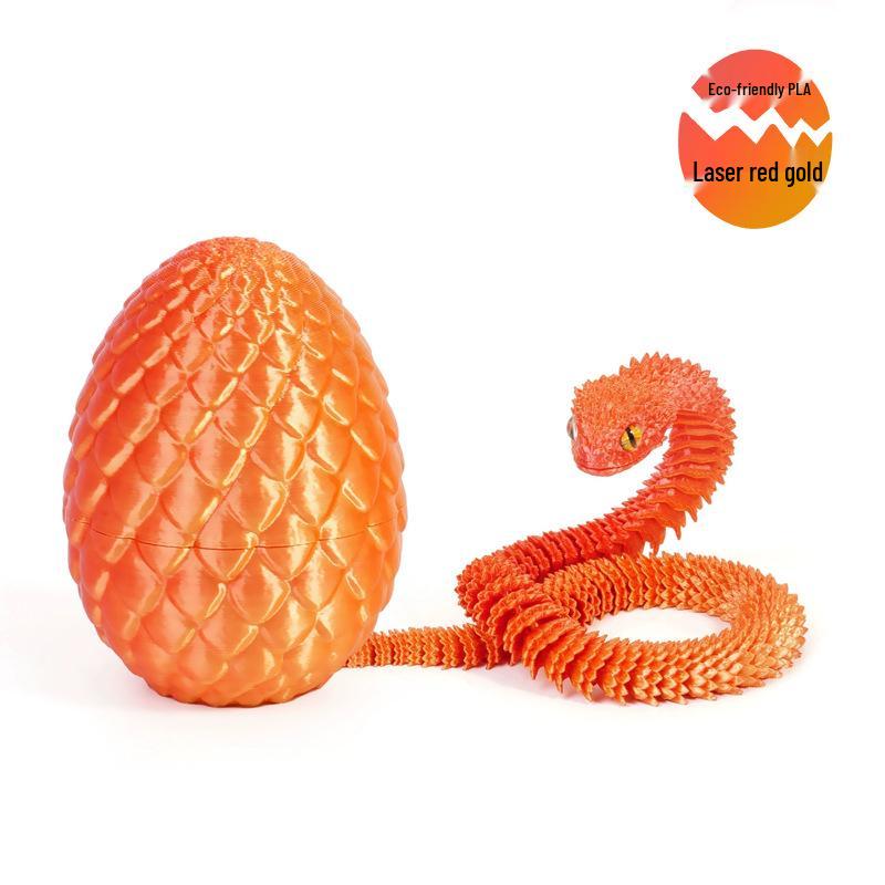 3D Printed Movable Viper Snake Model Toy - Flexible Simulation Animal Doll