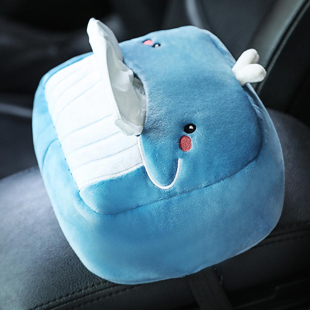 Cartoon Car Tissue Box Cute Plush Animals Napkin Paper Holder Portable Auto Armrest Box Tissue Paper Storage Case Car Decoration