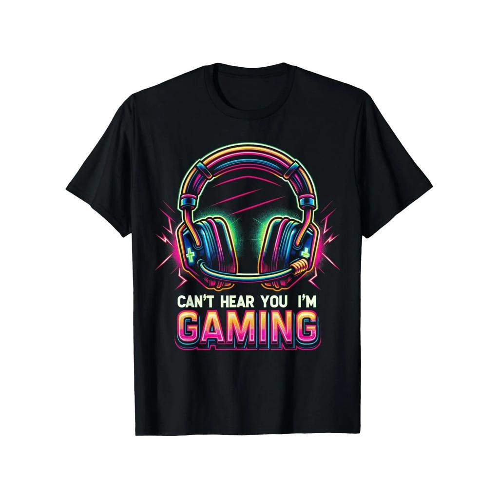 Cant Hear You Im Gaming Graphic Tee Retro Headset Print Short Sleeve Oneck Tshirt For Unisex