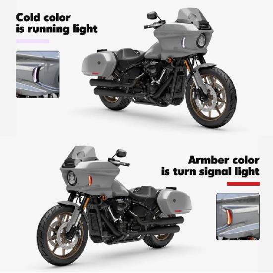 Waterproof Motorcycle Side Fairings Headlight LED Turn Signal Light Trim Lamp For Harley Low Rider ST FXLRST 2022-2025 2023,Low Rider El Diablo FXRST