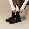 Retro British Style Low Heel Professional Work Small Leather Shoes Early Spring New Thick Heel Fashion Commuter Black Medium Single Shoes
