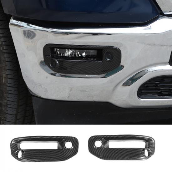Carbon Fiber Front Fog Light Decor Cover Lamp Frame Trim For Dodge RAM 1500 18+