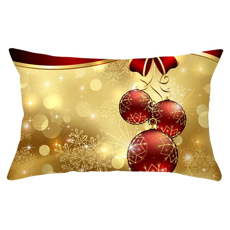 New Christmas Peach Skin Waist Pillowcase Gold Series Sofa Cushion Cover Bedside Pillow Cover