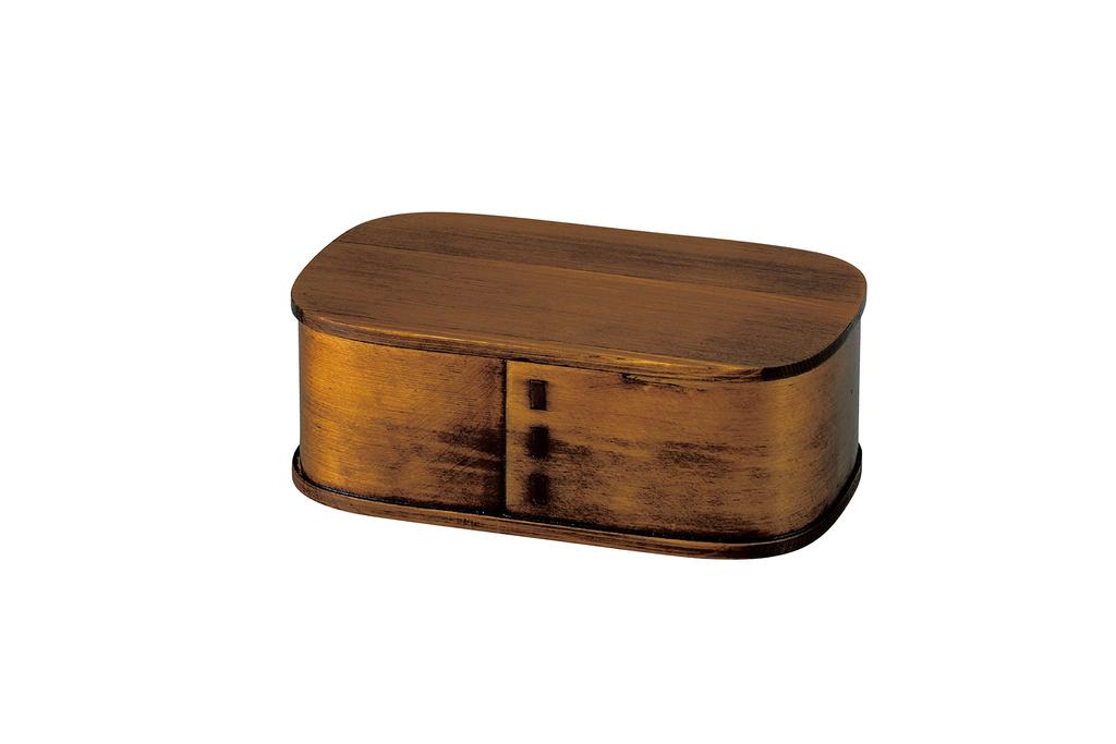 Tatsumiya Wooden Bento Box with H6 30314 Gasket, Brown, Size Approx. W17.7 D10.8