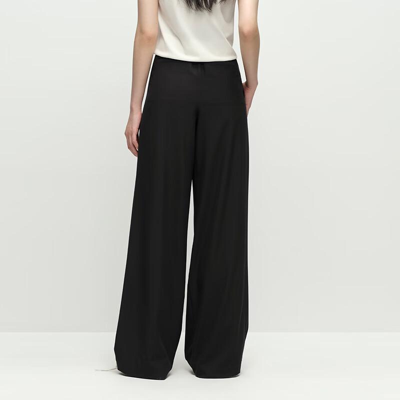 OVVOVV Women's Elastic Waist Four-Way Stretch Wide-Leg Pants