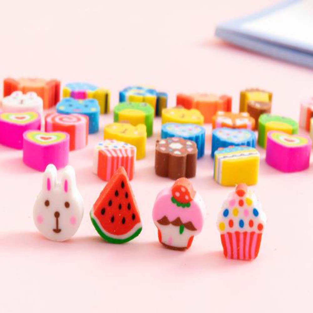 2PCS Random Style Cartoon Mini Eraser, Wipe Clean Paper Without Damage, Cartoon Three-dimensional Vivid Image
