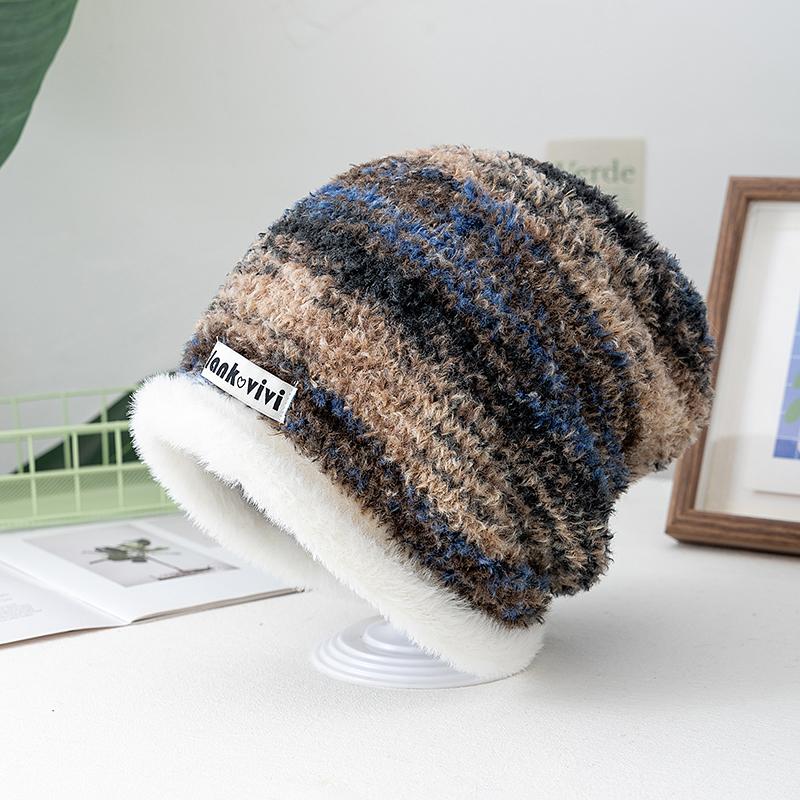 New Loose Dandy Hat Lazy Style Gradient Beanie Hat Fashion Winter Hats For Women Streetwear Multicolour Warm Hats For Girl