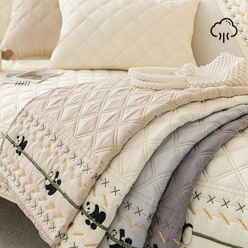 Pure Cotton Embroidered Sofa Cover L Shaped Couch Cushion Home Decoration Universal for All Seasons Sofa Cover Machine Washable