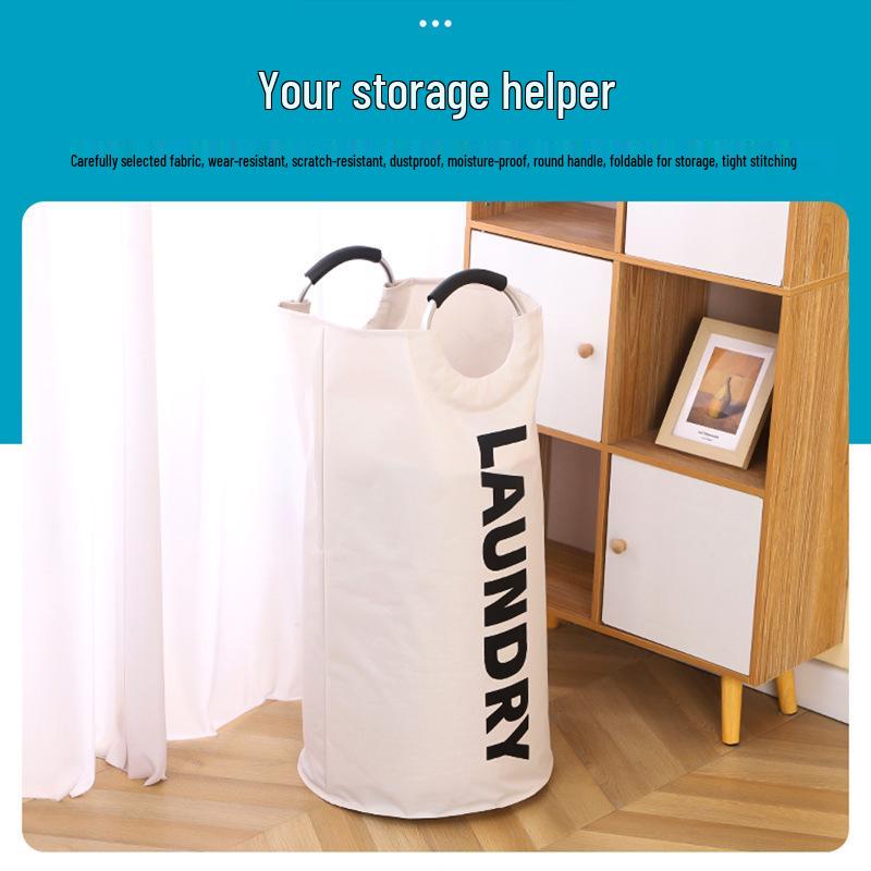 Foldable Large Capacity Oxford Cloth Laundry Basket with Alloy Handle