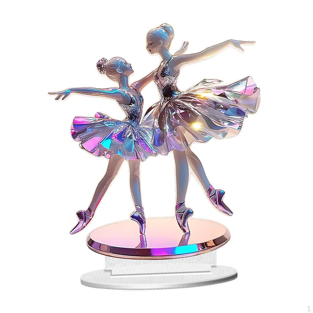 2D Doppel-Ballerinas Dekoration Acryl Dekor Kunsthandwerk Balletttänzerin Schild Desktop Ornament für