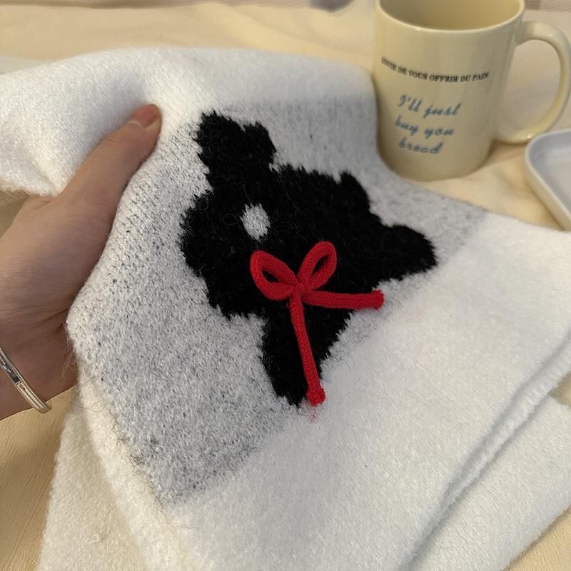 Luochi Knitting Scarf: Cozy Imitation Cashmere Cartoon Wool Neck Warmer for Women, Korean Style