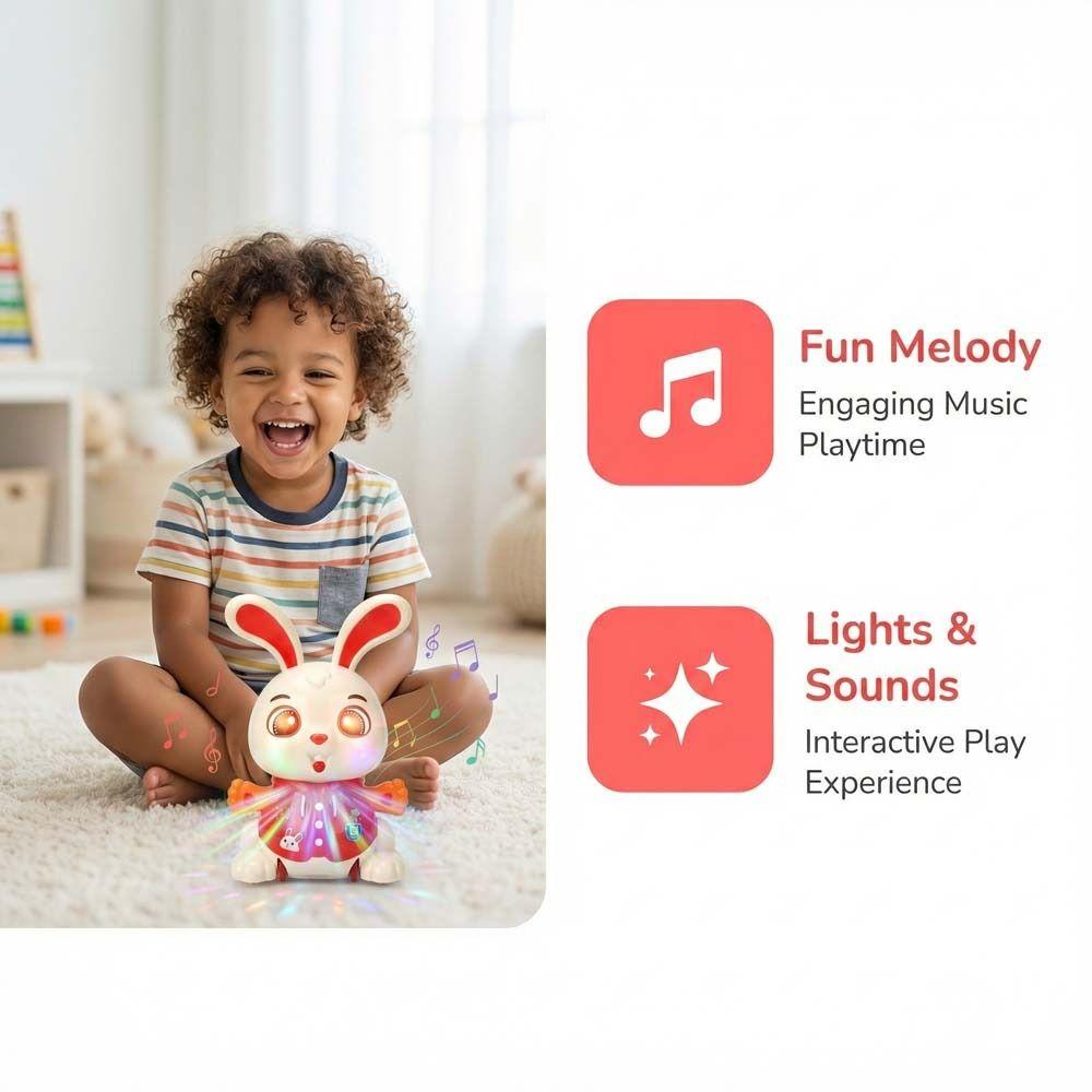 Light Effects Bunny Electric Toy Colorful Sound Kids Electric Bunny Toy  Birthday Gift