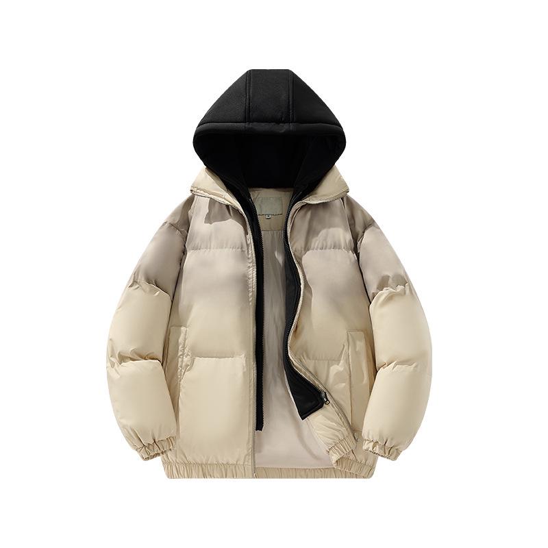 

Men s Stand Collar Cotton Jacket, Warm Faux Two-Piece Design, Light Luxury Casual Outerwear L