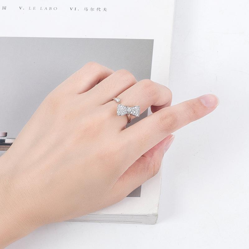 Butterfly Knot Ring for Women, Copper Plated with Real Gold, Electroplated, Rotating, Popular Trendy Stacking Ring