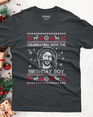 Celebrating Jesus Birthday Boy Christmas T-Shirt, Holiday Faith Tee