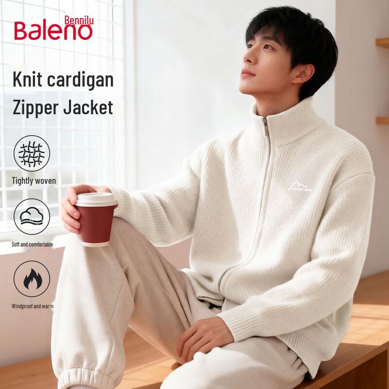 Baleno Men s Double-Zip Thickened Knit Cardigan 3XL