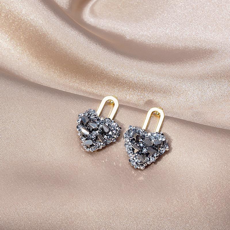 Продвинутые Серьги-Гвоздики с Полным Покрытием Алмазами, Цветные Сердечки, Супер Блестящие, Меняющие Цвет, Трехмерные Серьги