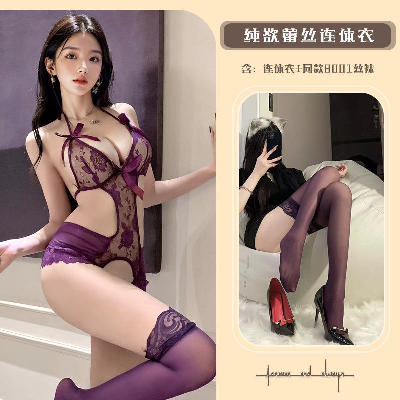 Sexy lingerie season-end sexy lace bow skinny babes strap-on onesie pure lust temptation