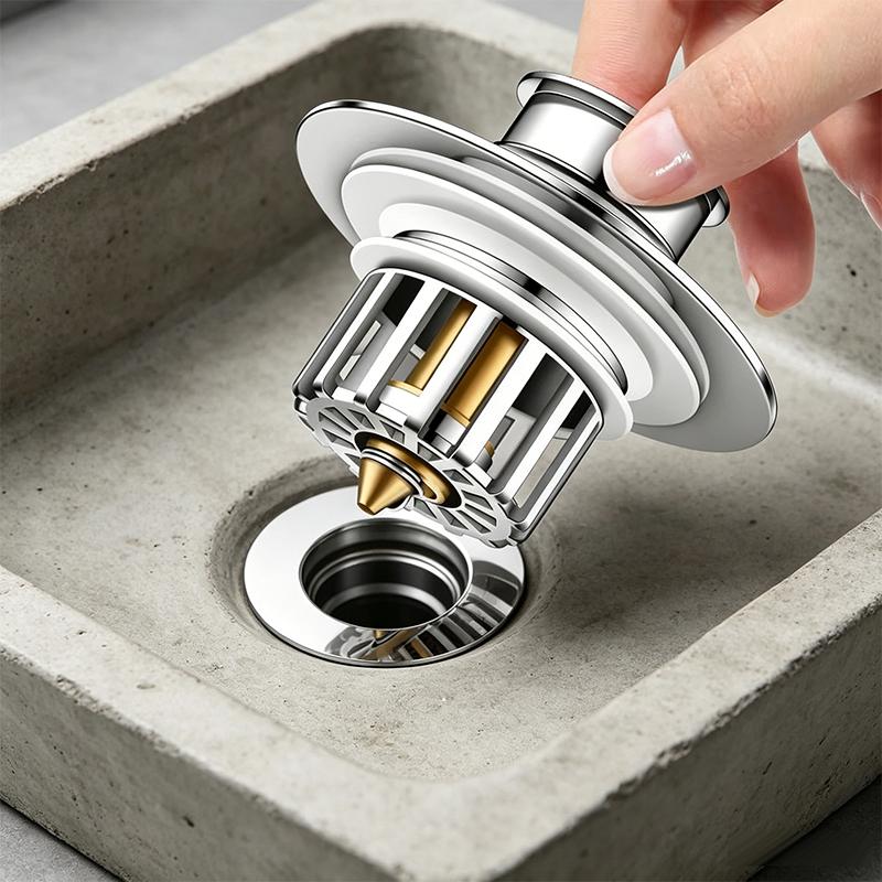 New 2 In 1 Kitchen Universal Sink Stopper Strainer Brass Electroplating Shower Drain Hair Catcher Stopper for Shower Sink
