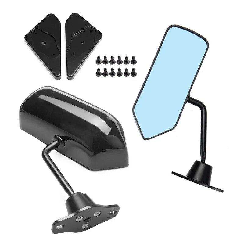 2x F1 Style Retro Car Side Rearview Mirror Pair Universal Vintage Blue Lens Side Glass Wide Angle Metal Rear View Mirror