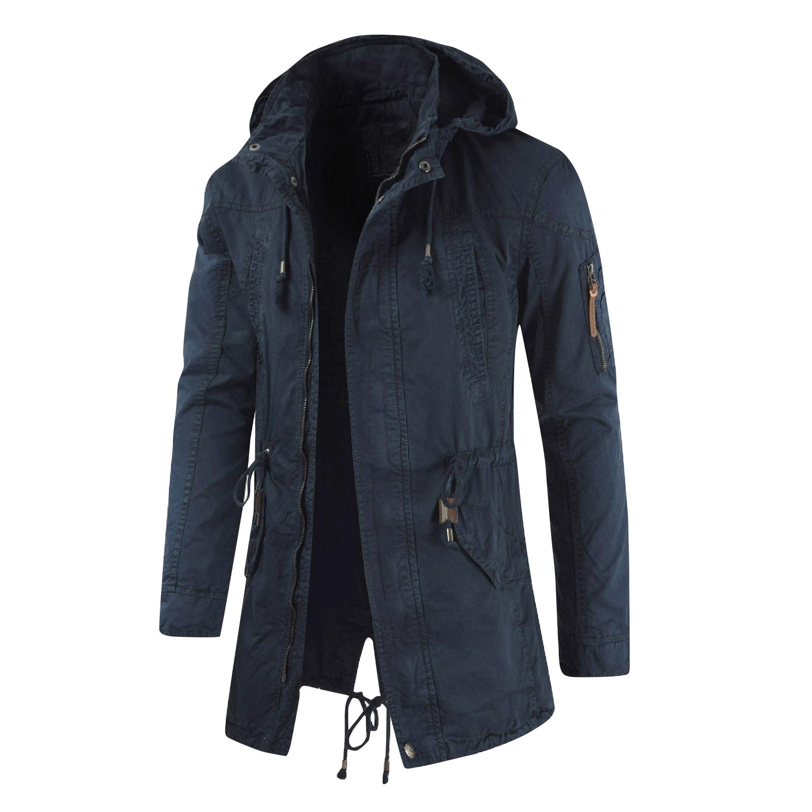 

Мужская осенне-зимняя тонкая куртка, водолазка с капюшоном и шнурком, мужские топы M