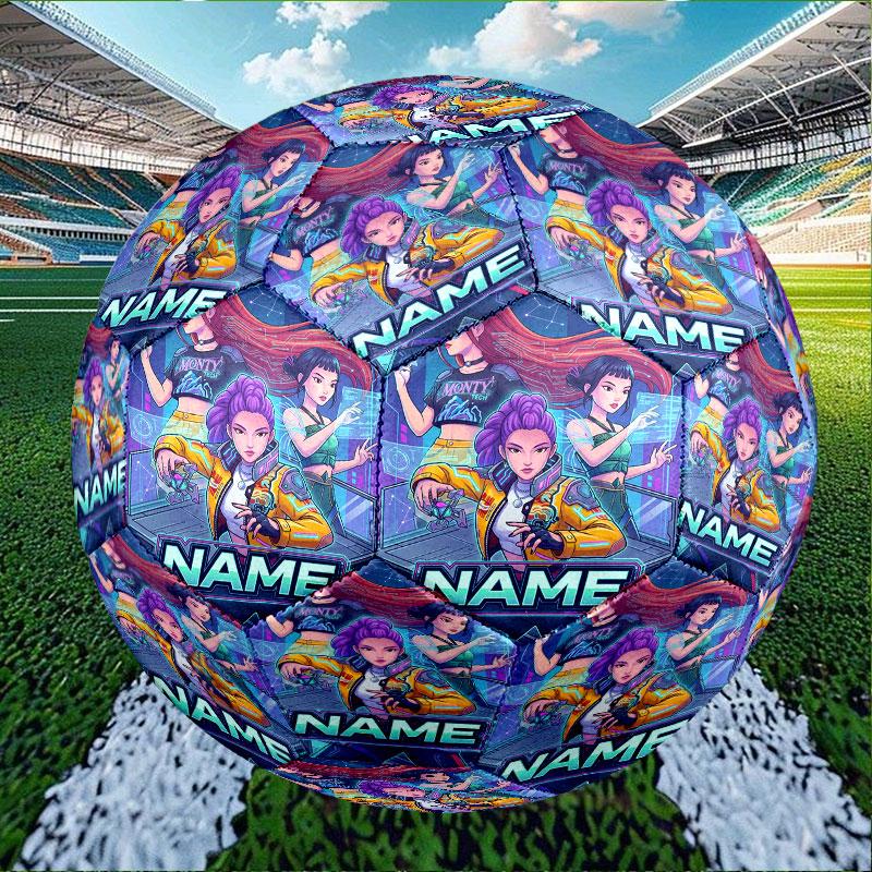 Custom Name Personalized Kpop Demon Hunter Print Size 5 Soccer Ball Training & Match Football, for Team, Kicking, Gift for Football Enthusiasts