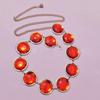 Halloween Cosplay Waist Belt Stone Chain Adjustable Tight Jeans Dress Belt Chain with Round Red Gems Party Costume