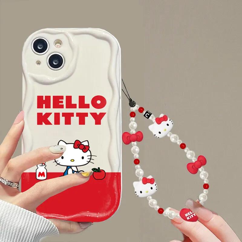 Hello Kitty Chain Case For Iphone 17 Pro Max 17 Air 16 15 14 13 12 11 Pro Max 16e 16 Plus 12 13 Mini Phone Casing Soft Cute INS