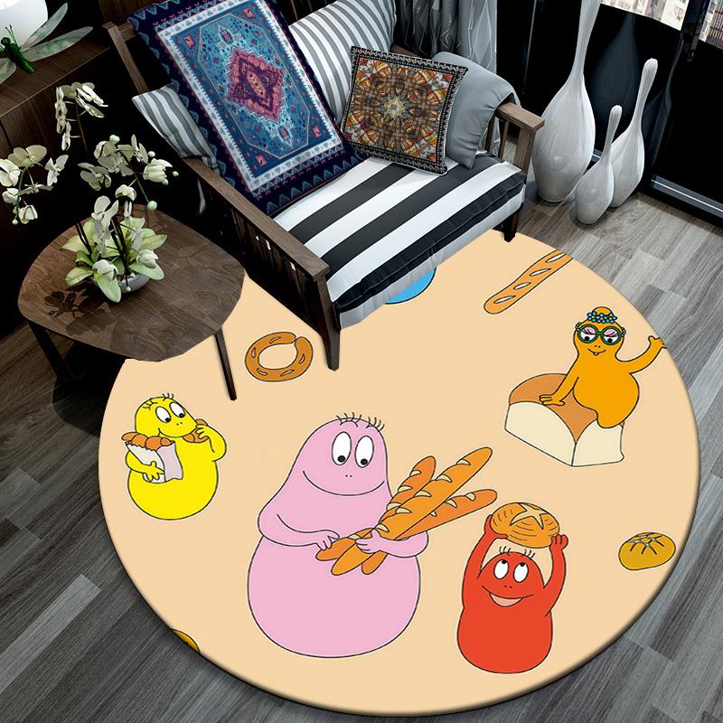 Barbapapa Round Area Rug,Carpet Rug for Living Room Bedroom Sofa Playroom Decor,Non-slip Floor Mat