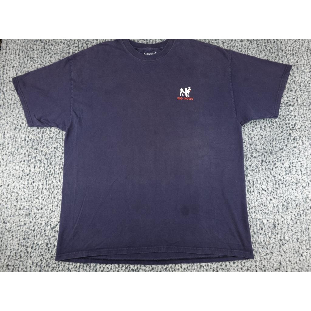 Big Dogs Graphic T-Shirt Mens 2XL Navy Blue Embroidered Logo Crew Neck Cotton Unisex T-Shirt